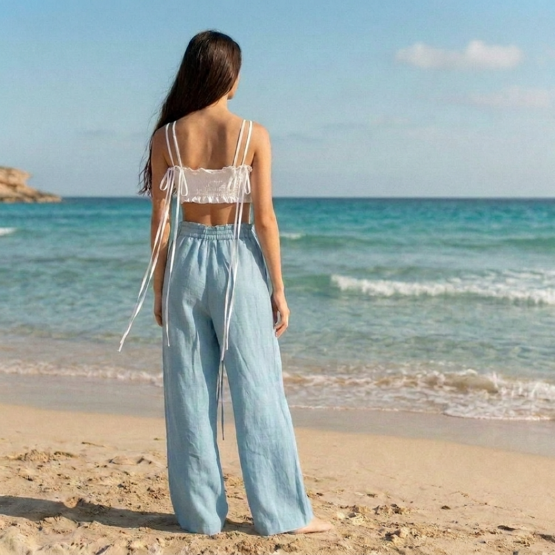 Long Tie High-Waist Trousers by Atelier Handmade on curated-crowd.com