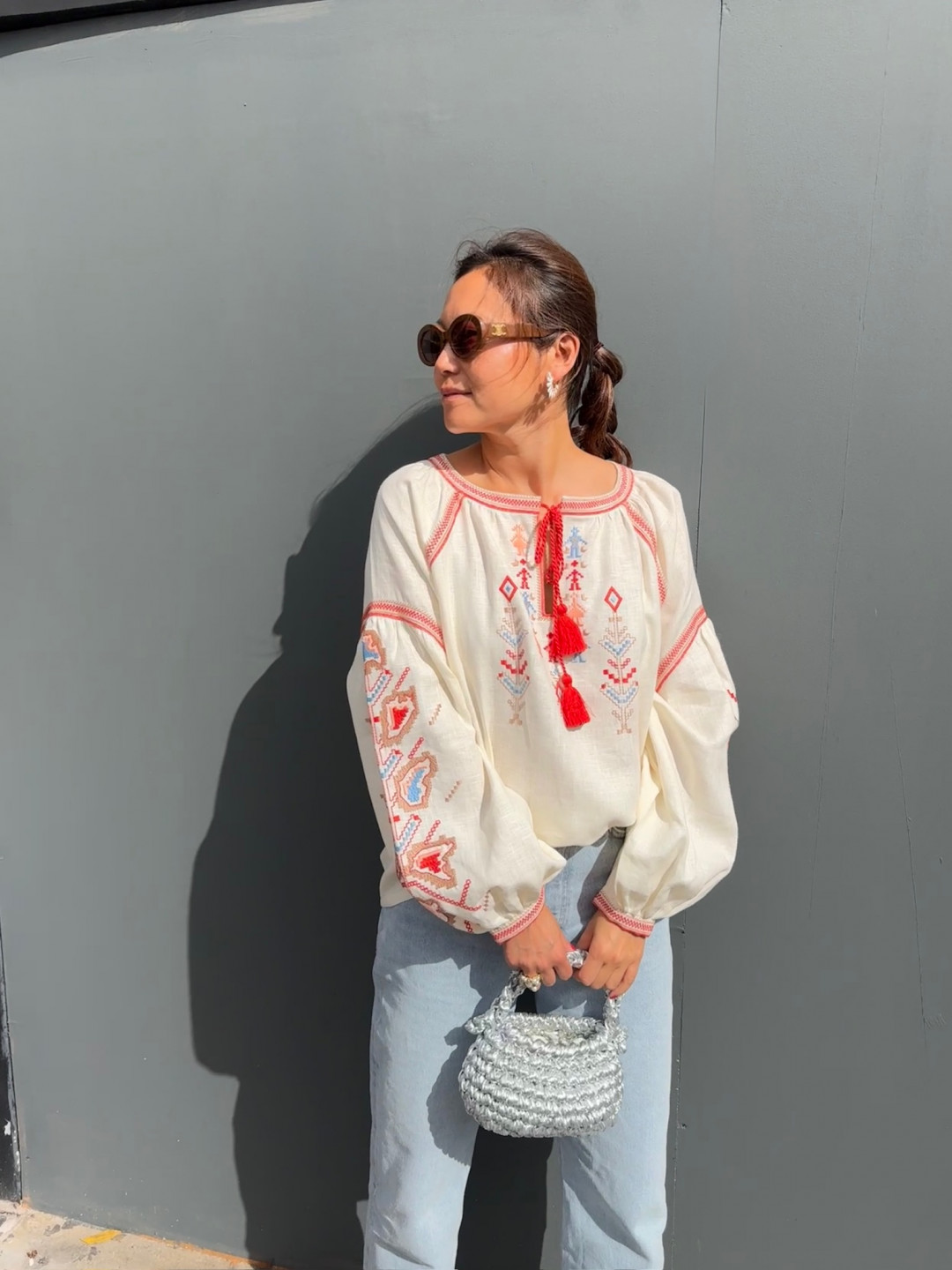 Women's Shirt with Embroidery of Ukrainian Cities-Heroes Yednist by Etnodim on curated-crowd.com