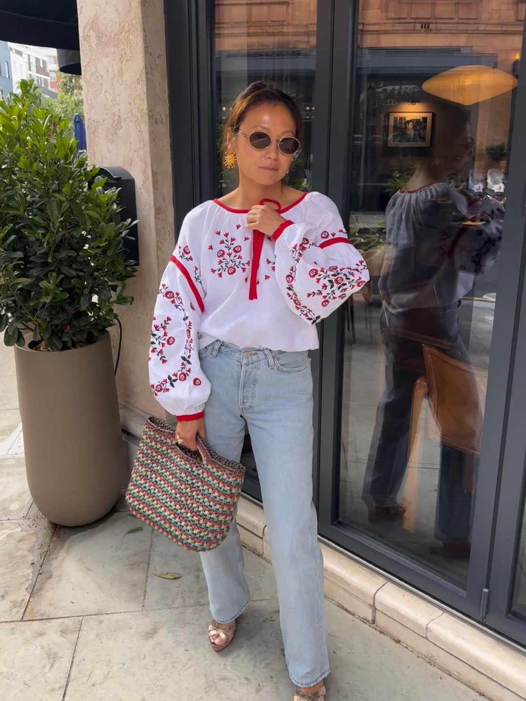 White Embroidered Shirt with Free Cut Svitanok by Etnodim on curated-crowd.com
