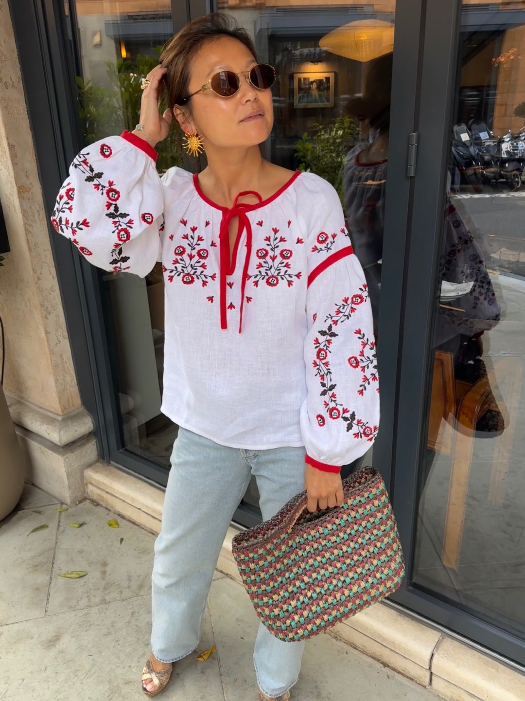 White Embroidered Shirt with Free Cut Svitanok by Etnodim on curated-crowd.com