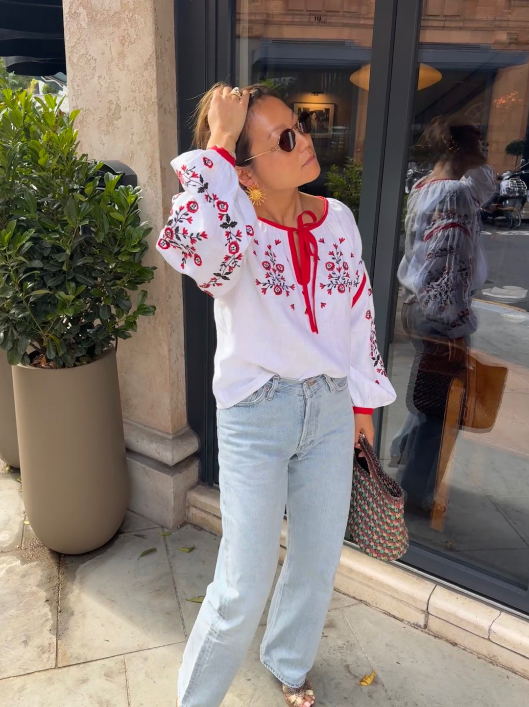 White Embroidered Shirt with Free Cut Svitanok by Etnodim on curated-crowd.com