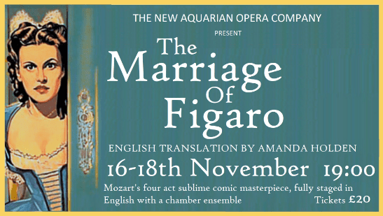 Marriage of Figaro. Mozart's sublime opera in four acts performed in English with a chamber ensemble