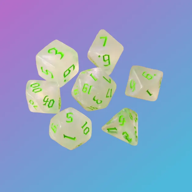 7 Piece Polyhedral Dice Set Luminous Frost