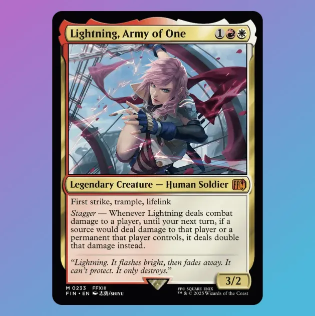 mtg final fantasy lightning army of one FOIL] Lightning, (V.4) - FANTASY: Extras Lightning, Army of One [Borderless]