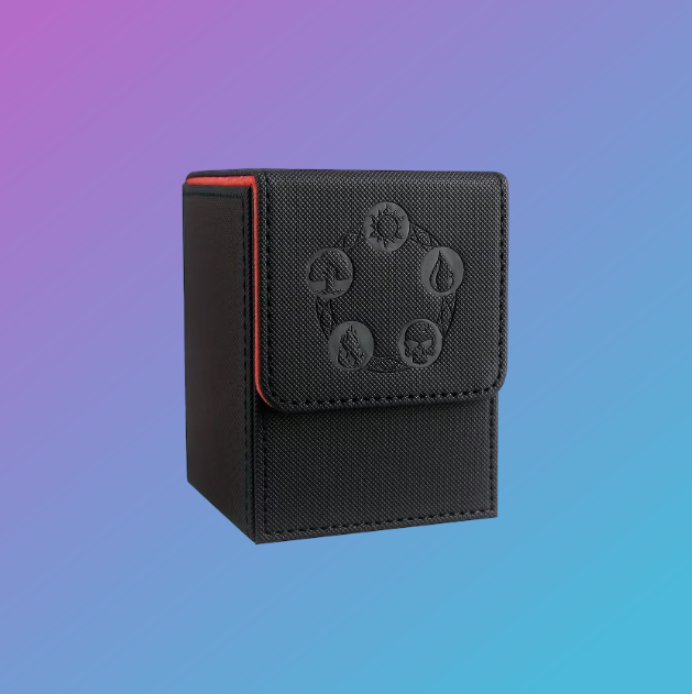 MTG Elemental Symbols Deck Box - Premium Black with Embossed Mana Symbols