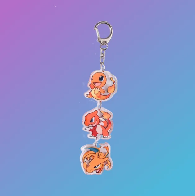 Charmander Charmeleon Charizard Acrylic Evolutions Keyring