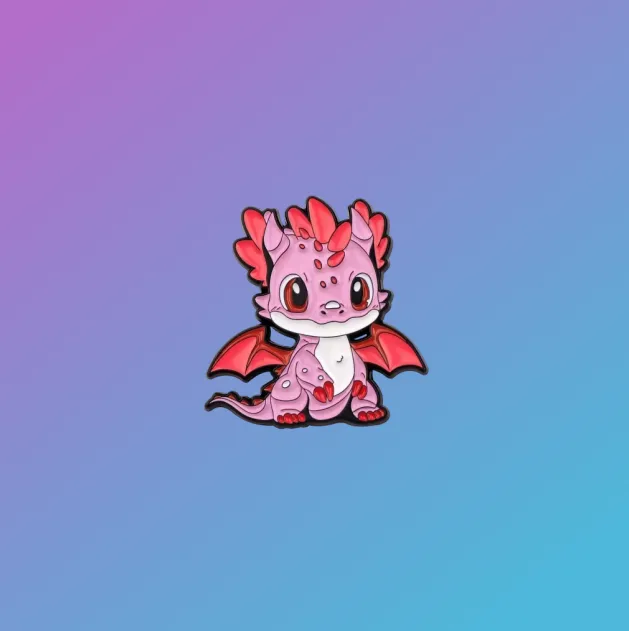 Pink Anime Dragon Enamel Pin Badge
