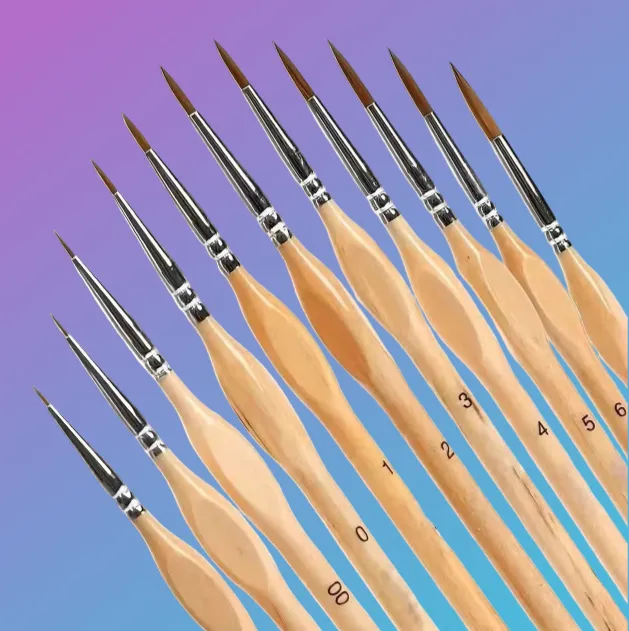 11-Piece Wooden Handled Ergonomic Fine Detail Paint Brush Set