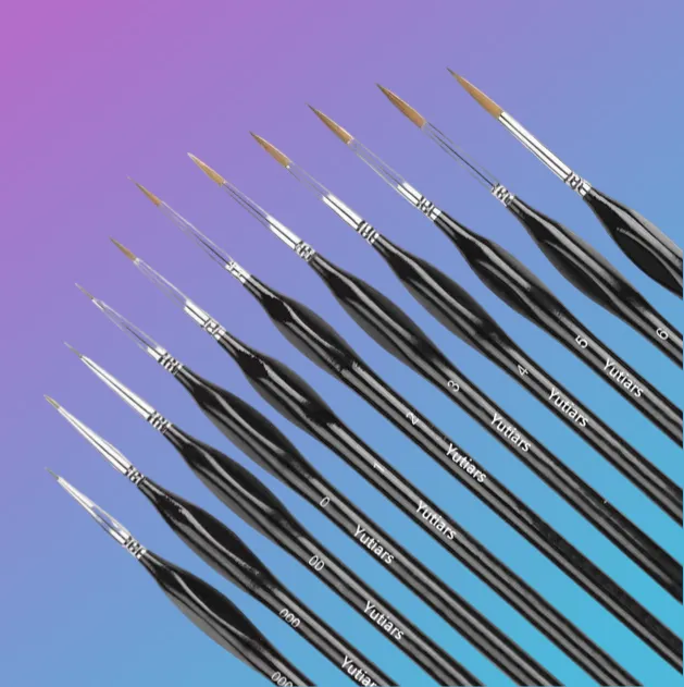 11-Piece Wooden Handled Extra Fine Detail Paint Brush Set
