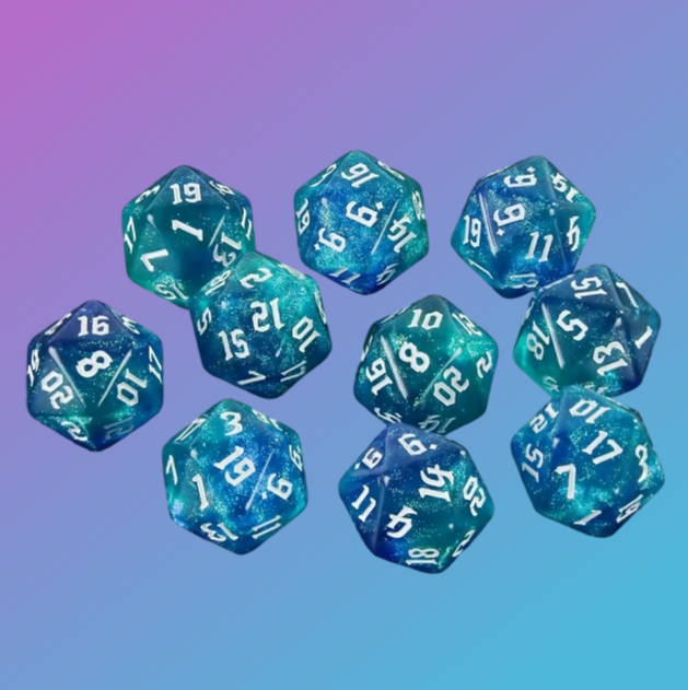 Glitter Nebula D20 Dice