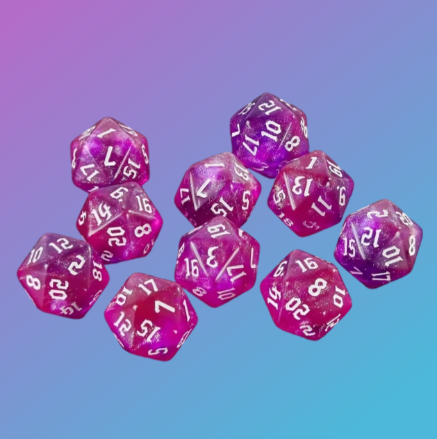 Glitter Arcane Magenta D20 Dice