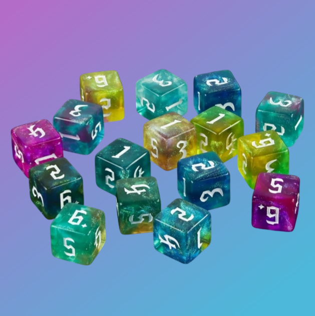 5-Pack Glitter Nebula D6 Dice Sets
