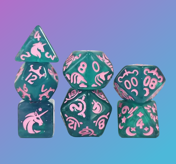 7-Piece Enchanted Unicorn Polyhedral Dice Set