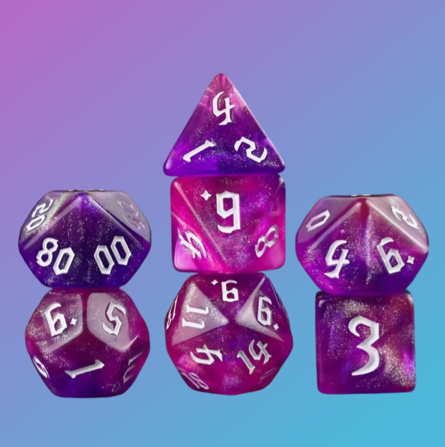 7-Piece Glitter Gothic Polyhedral Dice Set