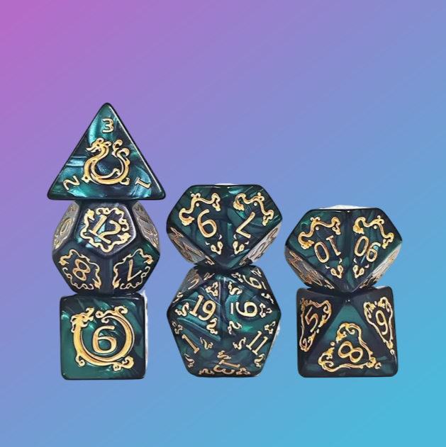 Elven Dragon 7-Piece Polyhedral Dice Set