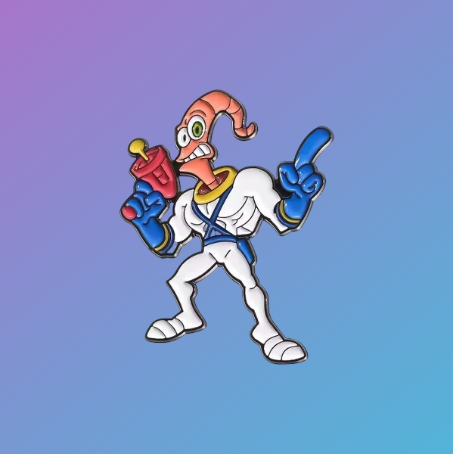 Retro Gaming: Earthworm Jim Enamel Pin Badge