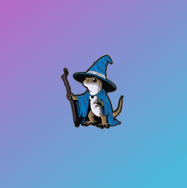 Dungeons & Dragons / Fantasy: Wizard Lizard Enamel Pin Badge