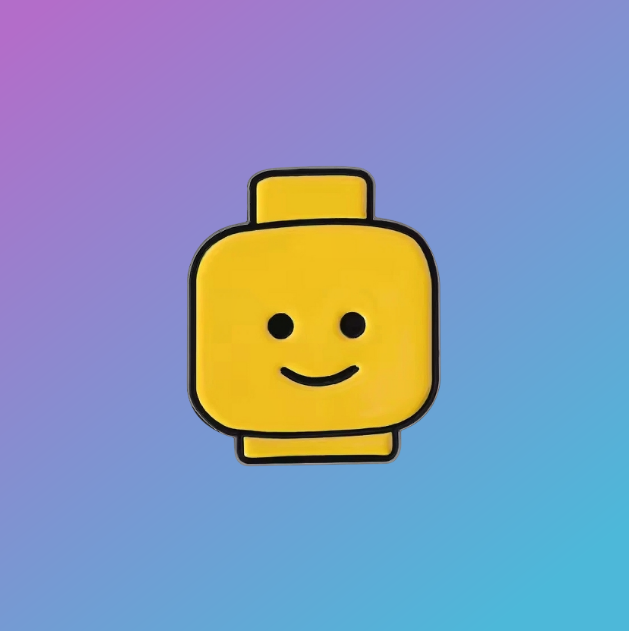 Retro Toys: Classic Yellow Minifigure Head Enamel Pin Badge
