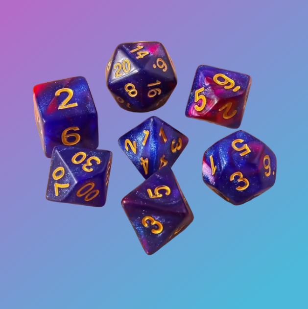 Cosmic Sky Polyhedral Dice Set (7-Piece) - Deep Space Purple