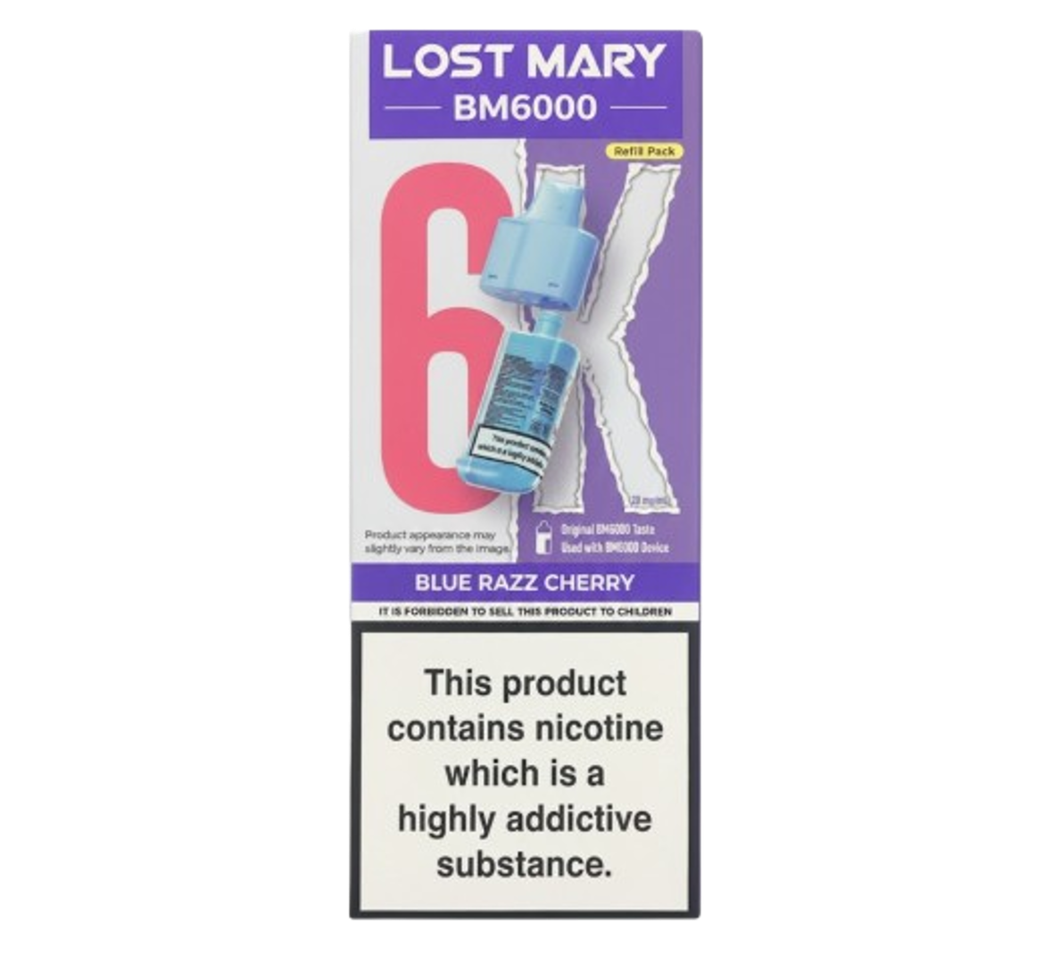 Lost Mary BM6000 Blue Razz Cherry Refill Pack