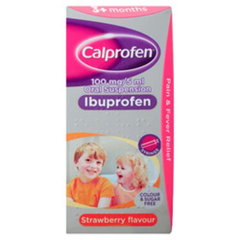Calprofen 100mg / 5ml Oral Suspension Ibuprofen Strawberry Flavour