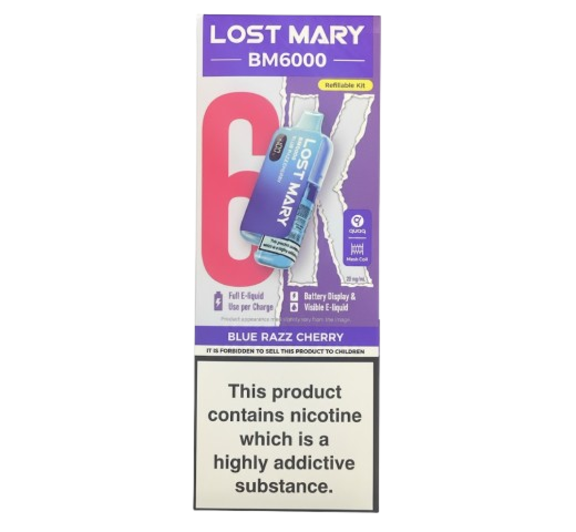 Lost Mary BM6000 Blue Razz Cherry Refillable Kit