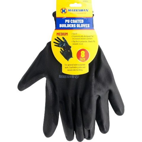 PU Coated Builders Gloves Size 8(Medium)