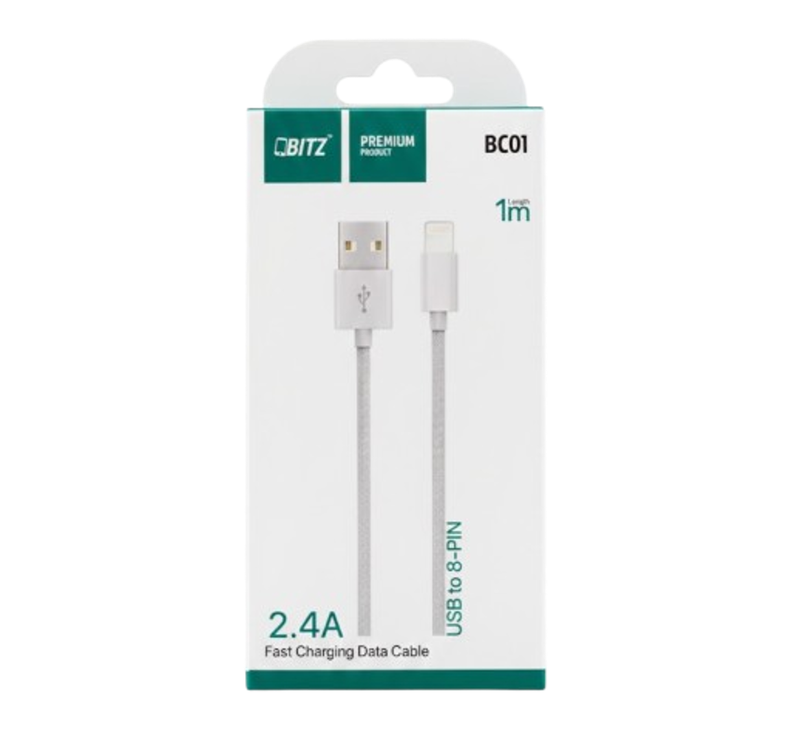 Bitz 2.4A USB to 8-Pin 1m