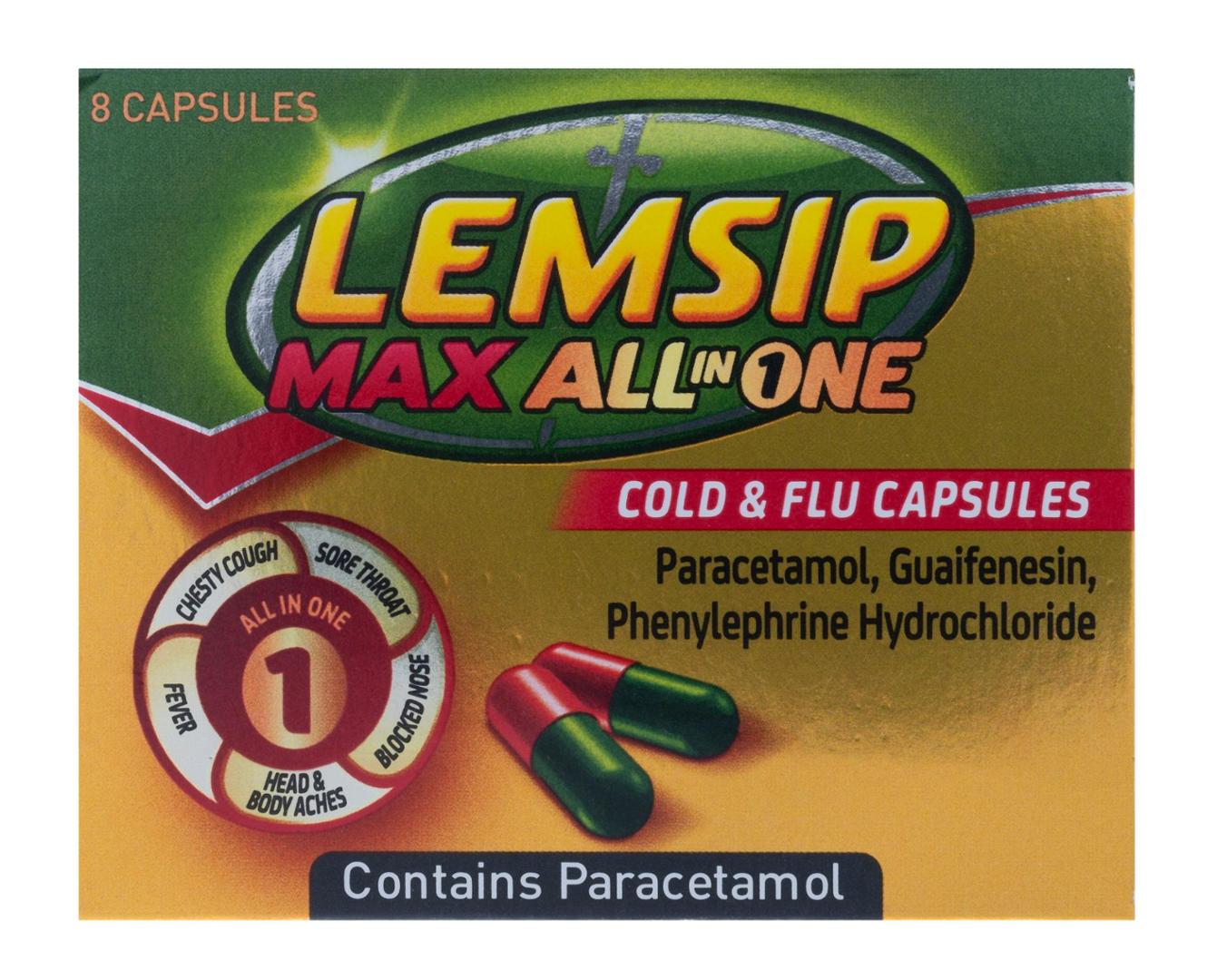 Lemsip Max All in 1 Cold & Flu Capsules 8pk