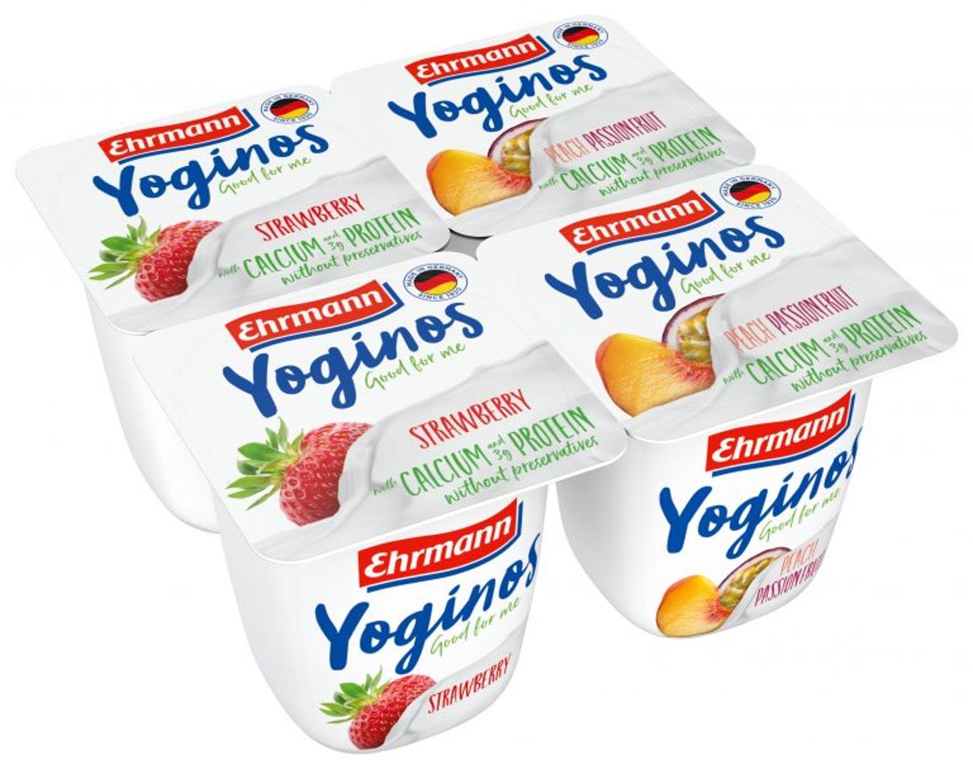 Ehrmann Yoginos Strawberry Peach Passionfruit 4pk