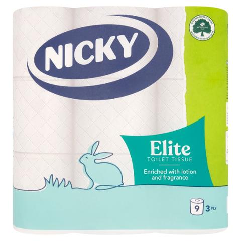 Nicky Elite Toilet Tissue 3 Ply 9 Rolls
