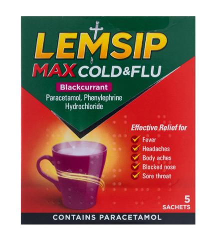 Lemsip Max Cold & Flu Blackcurrant 5pk