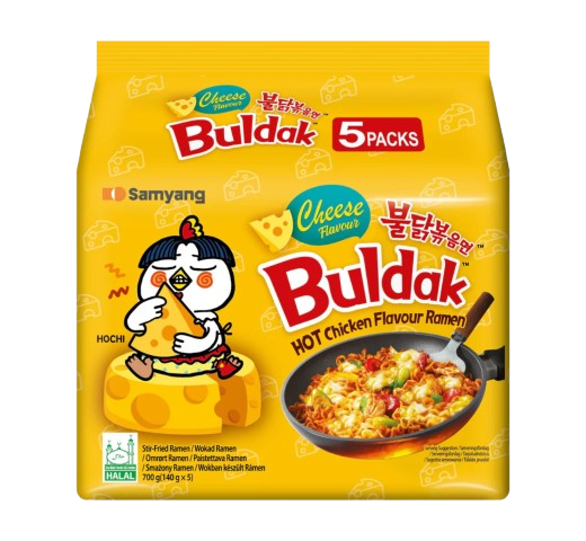 Samyang Buldak Cheese Spicy Ramen Hot Chicken Flavour 5pk
