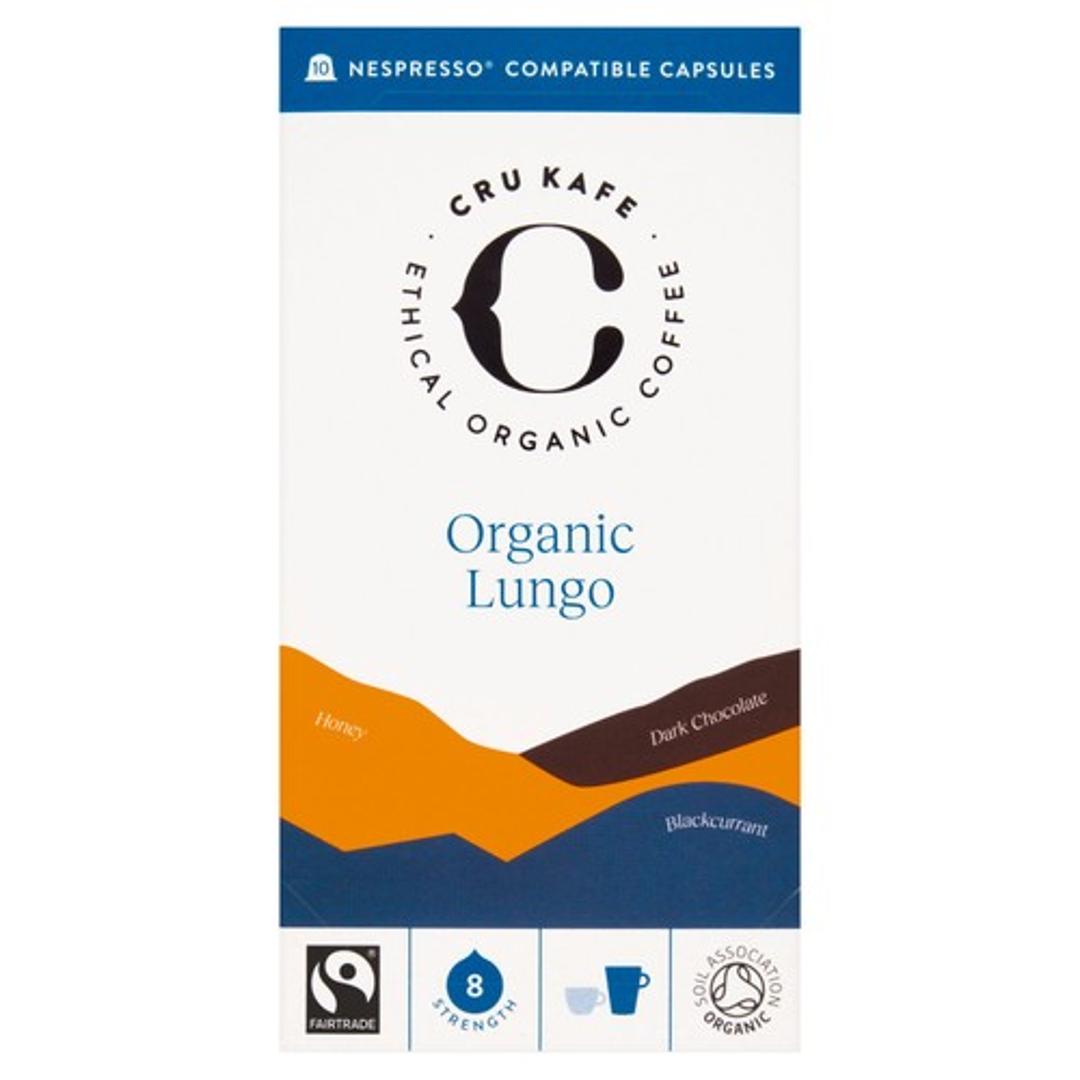 CRU Kafe Organic Fairtrade Lungo Pods 10pk