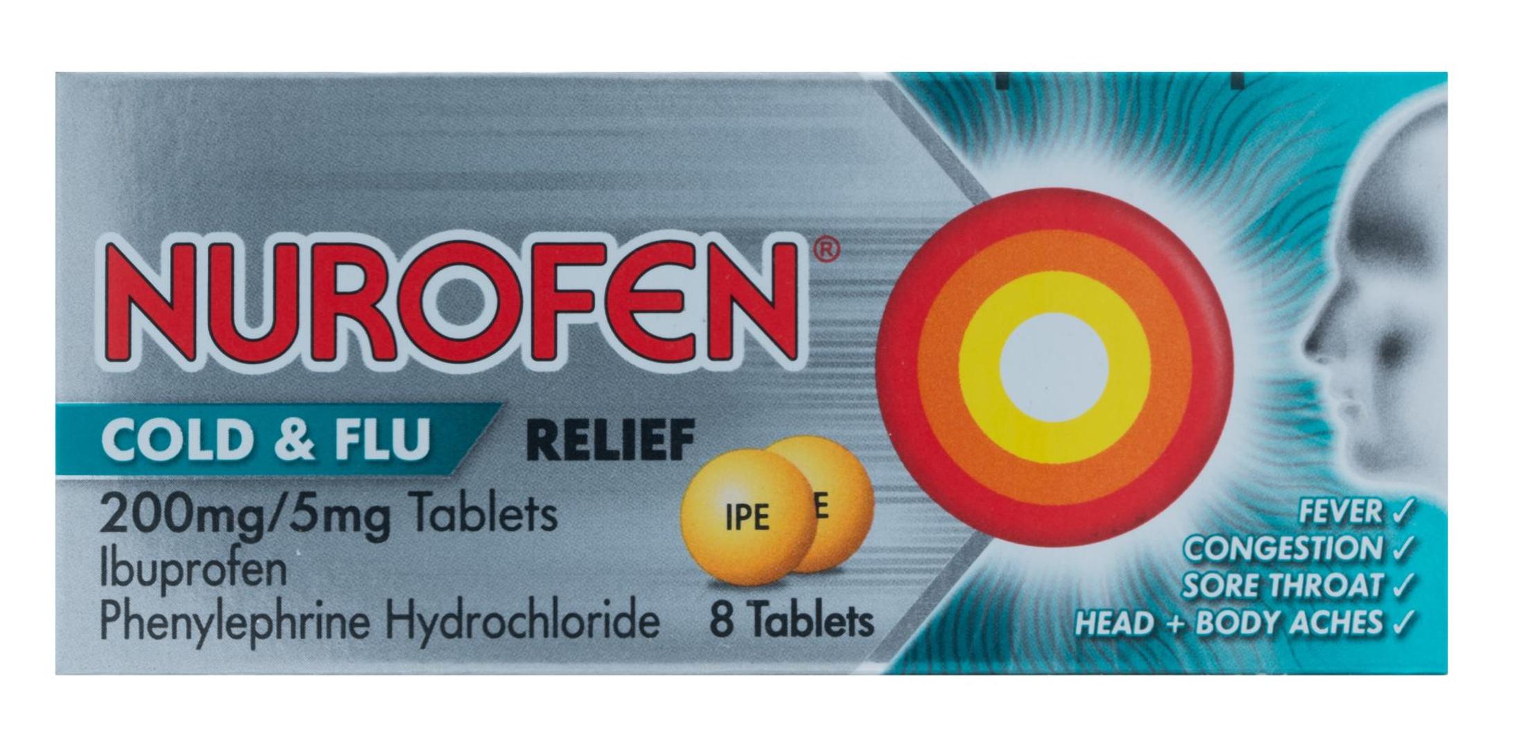 Nurofen Cold & Flu Relief 200mg/5mg Tablets 8pk
