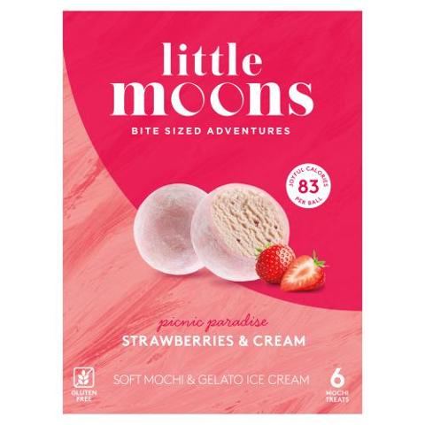 Little Moons Strawberries & Cream Soft Mochi & Gelato Ice Cream 6pk