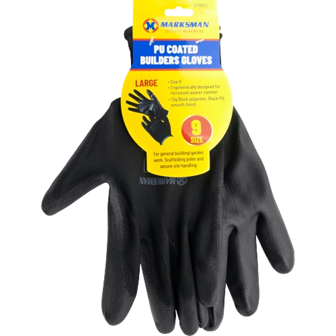 PU Coated Builders Gloves Size 9 (Large)