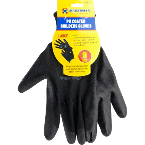 PU Coated Builders Gloves Size 9 (Large)