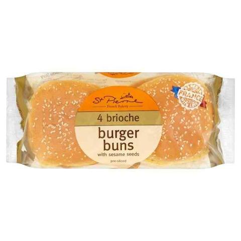 St Pierre Brioche Burger Bun With Sesame Seeds 4pk