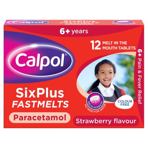 Calpol 6+ Fastmelts Paracetamol Strawberry Flavour 12pk