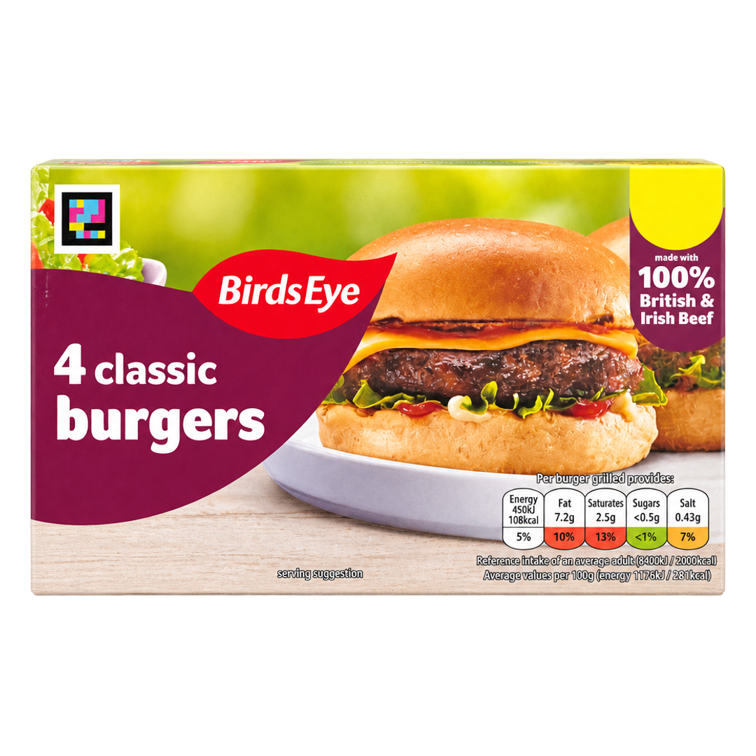 Birds Eye 4 Classic Burgers