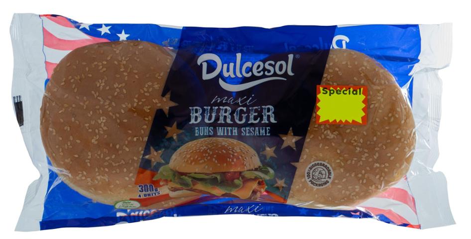 Dulcesol Maxi Burger Buns With Sesame 4pk