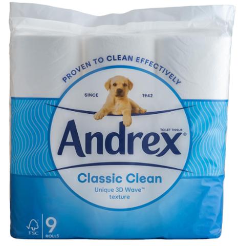 Andrex Classic Clean Toilet Tissue 9pk