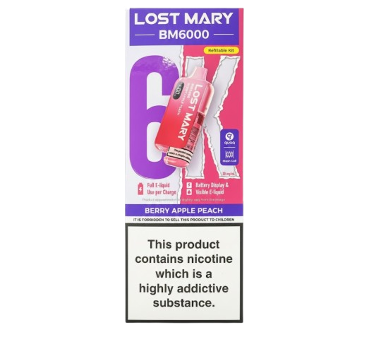 Lost Mary BM6000 Berry Apple Peach Refillable Kit