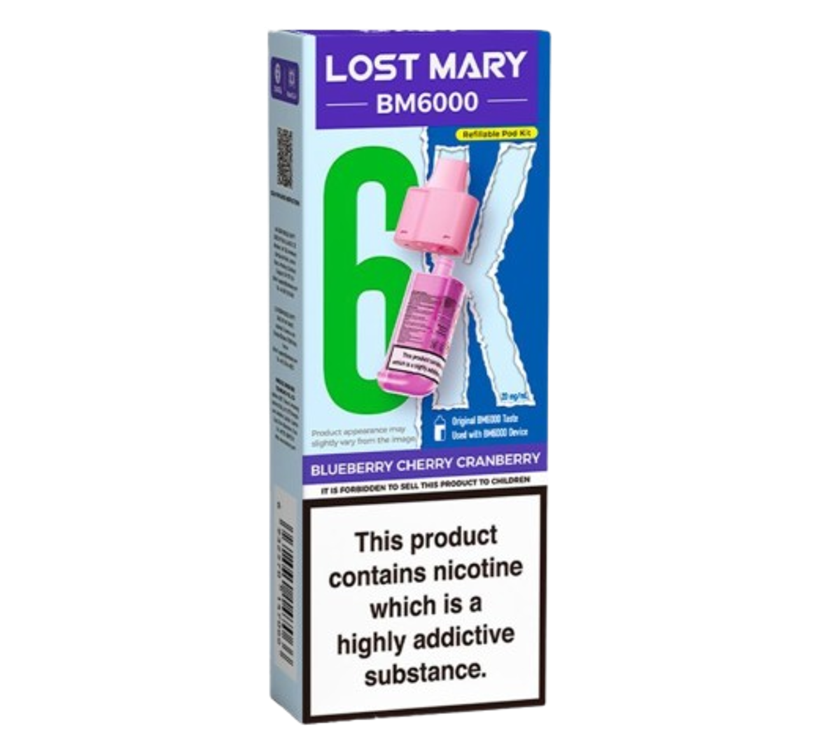 Lost Mary BM6000 6K Blueberry Cherry Cranberry Refillable Pod Kit