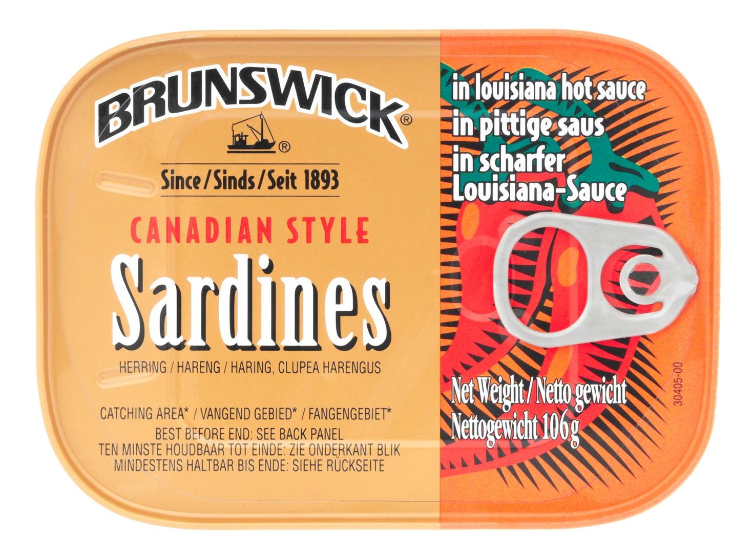 Brunswick Canadian Style Sardines in Louisiana Hot Sauce