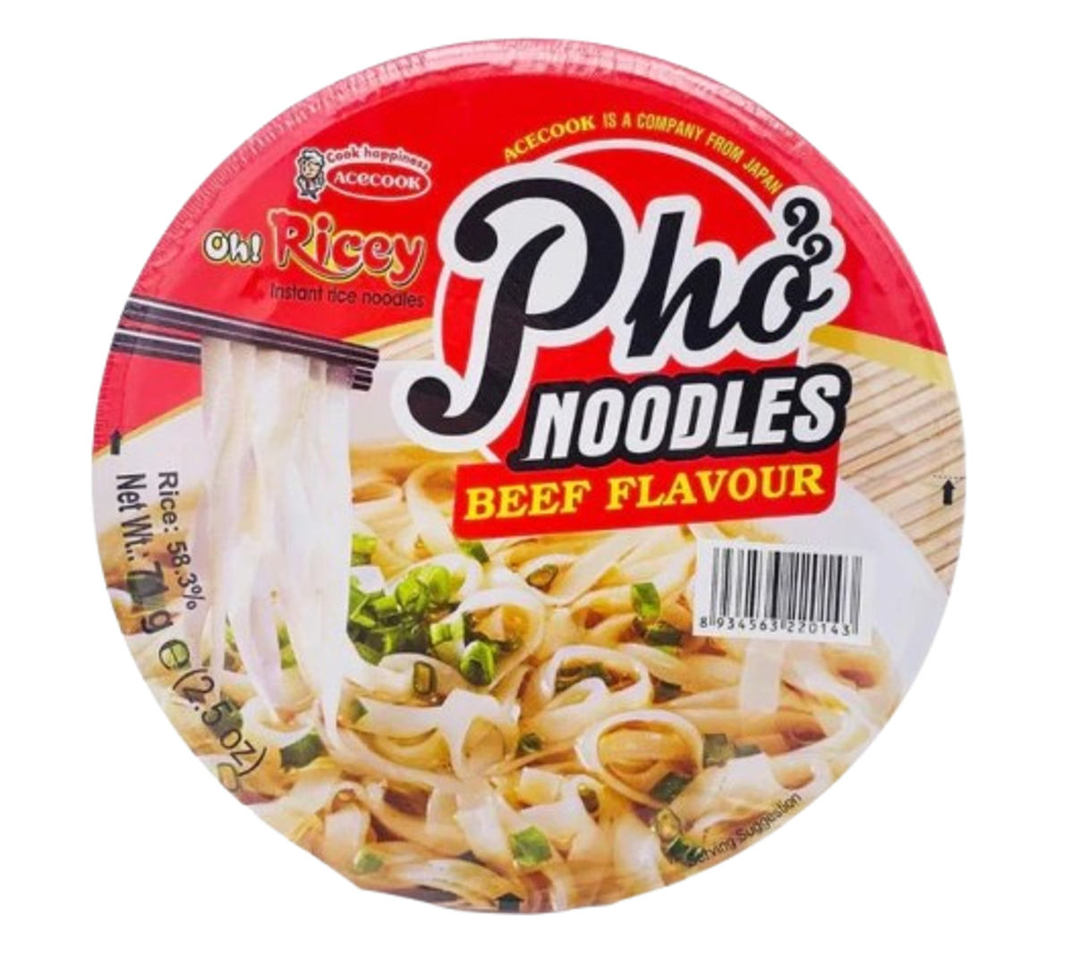 Acecook Oh! Ricey Instant Rice Noodle - Pho Noodles Beef Flavour