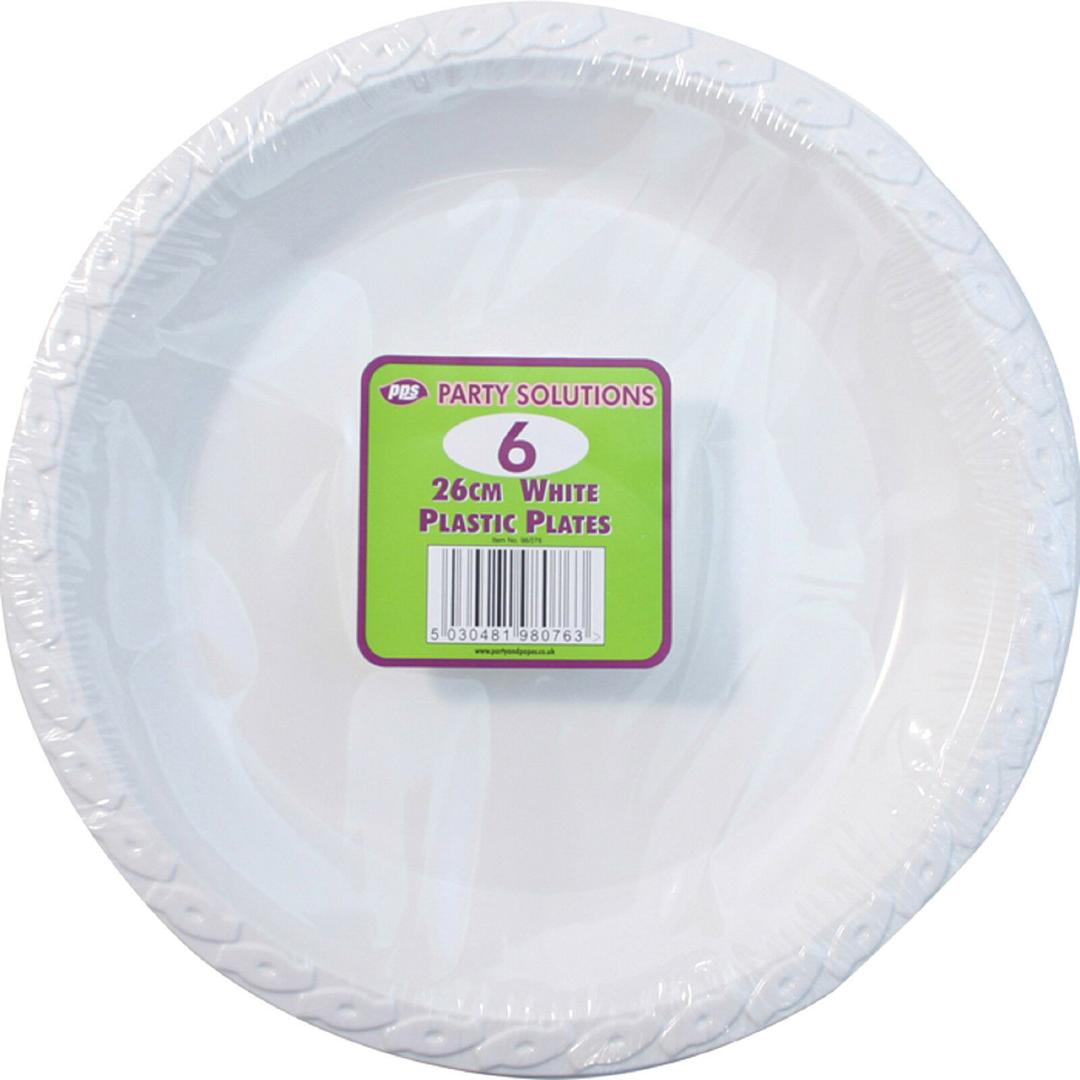 White Plastic Plates (26cm)6pk