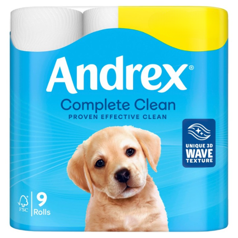 Andrex Complete clean Toilet Tissue 9pk