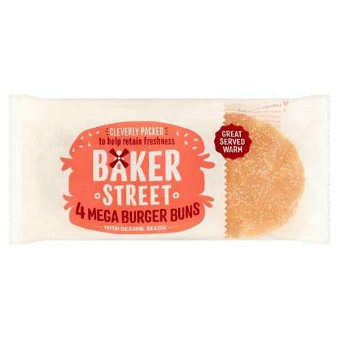 Baker Street Mega Burger Buns with Sesame Seeds 4pk